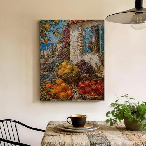 Toile murale citrons et tomates 40cm déco méditerranéenne - 5