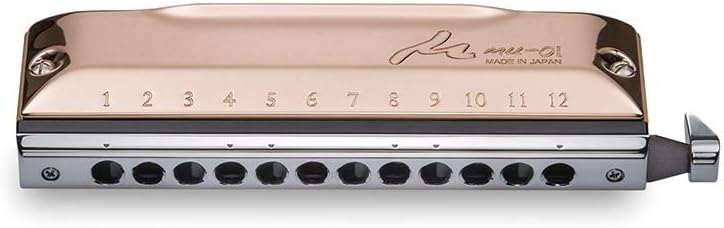 Tombo Mu/Mew Short Cross Chromatic Harmonica - Pink Gold Coating