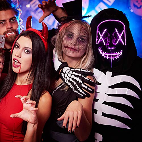 WUJUN Halloween LED Maske,Grusel-Cosplay,Party,Karneval,Farbwechsel-Licht – Ansicht 4