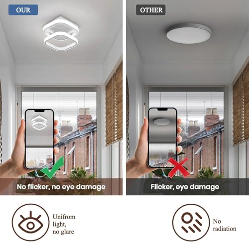 Image of Groeien 22W | 3 Color Modern LED Twin Loop Ceiling Lamp for Entrance Hallway Office Bedroom Kitchen Living Room Ceiling Light Lighting Fixtures(Warm+Natural+Coolwhite)(Twin Loop, 1, Count)