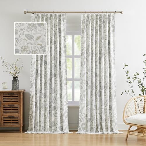 Kayne Studio Pinch Pleated Full Blackout Window Curtains Panels Botanical
