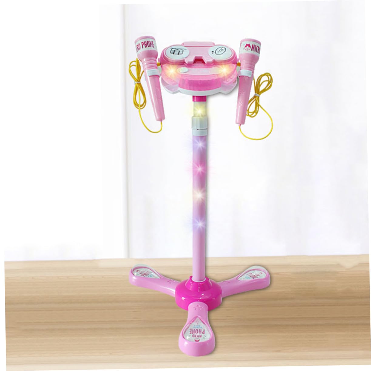 Micrófono de Juguete para Niños Rosa Luces y Doble Micrófono | Plástico Componentes Electrónicos, Música y Tambores, Decoracion Colegio, Microfono Niñas