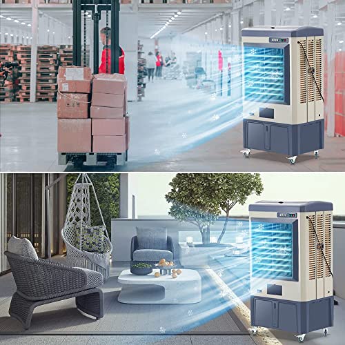 Image of Uthfy 8979 CFM Swamp Cooler, 58 inch Evaporative Air Cooler with 36 Gal Water Tank, 5 Ice Box, 120 Oscillation, Portable Air Conditioner with 3 Speeds, Outdoor Cooling Fan for Garage, Patio, Factory Use