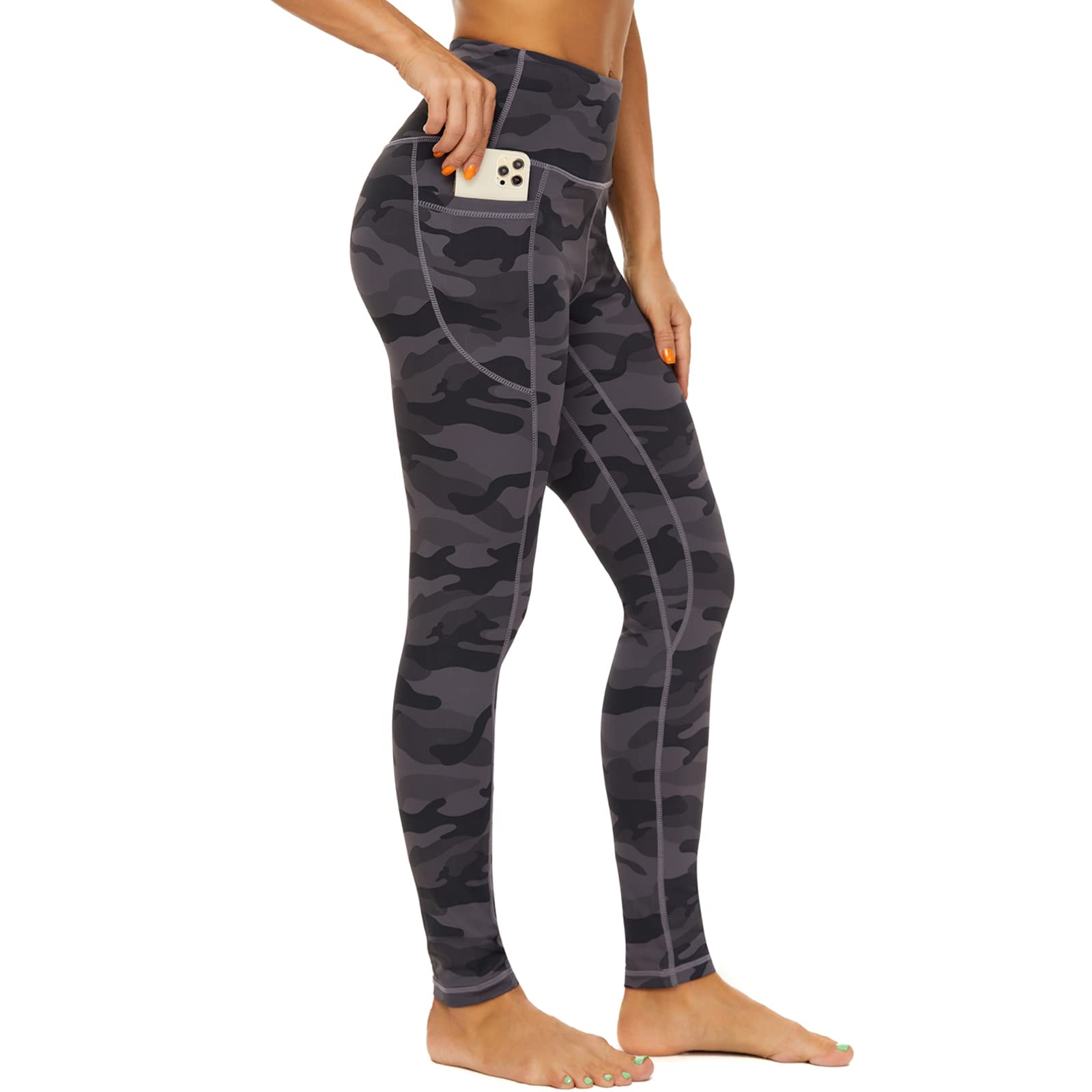 Devirld Womens Leggings with Pockets Tummy Control, High Waisted Yoga Pants Gym Workout Legging for Women