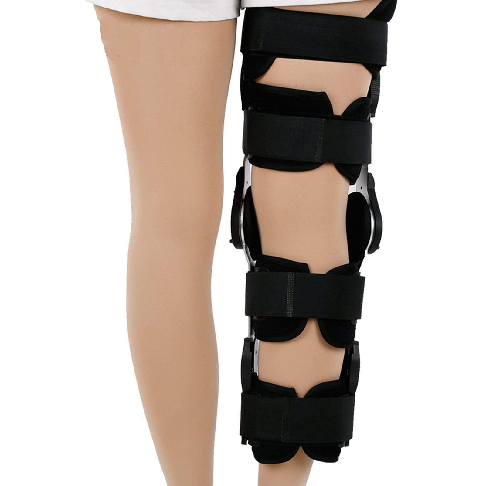 Regulowany stabilizator kolana ROM na zawiasach - stabilizator ortezy - jeden rozmiar pasuje do większości - regulowane wsparcie dla ortopedycznych - czarny