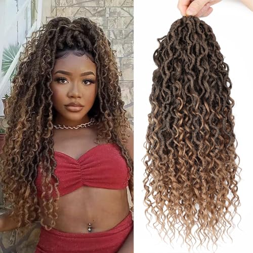 FANWYFYU 8Packs Goddess Faux Locs Crochet Hair for Black Women, Goddess Locs Crochet Hairs, Boho Style Locs, River Locs Crochet Hair with Curly Ends (T27, 18Inch) FANWYFYU 8Packs Goddess Faux Locs Crochet Hair for Black Women, Goddess Locs Crochet Hairs, Boho Style Locs, River Locs Crochet Hair with Curly Ends (T27, 18Inch)