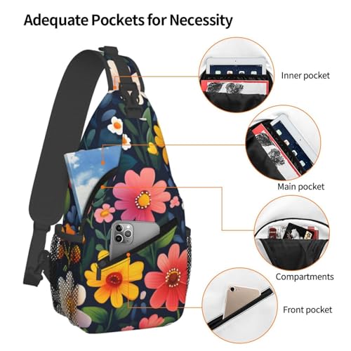Mochila bandolera unisex con patrón floral colorido miniatura 4