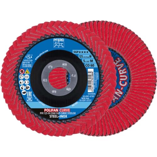 Image of PFERD Tools POLIFAN®-Curve CO-Cool Flap Disc 5" x 7/8, 60 Grit (2Pack)