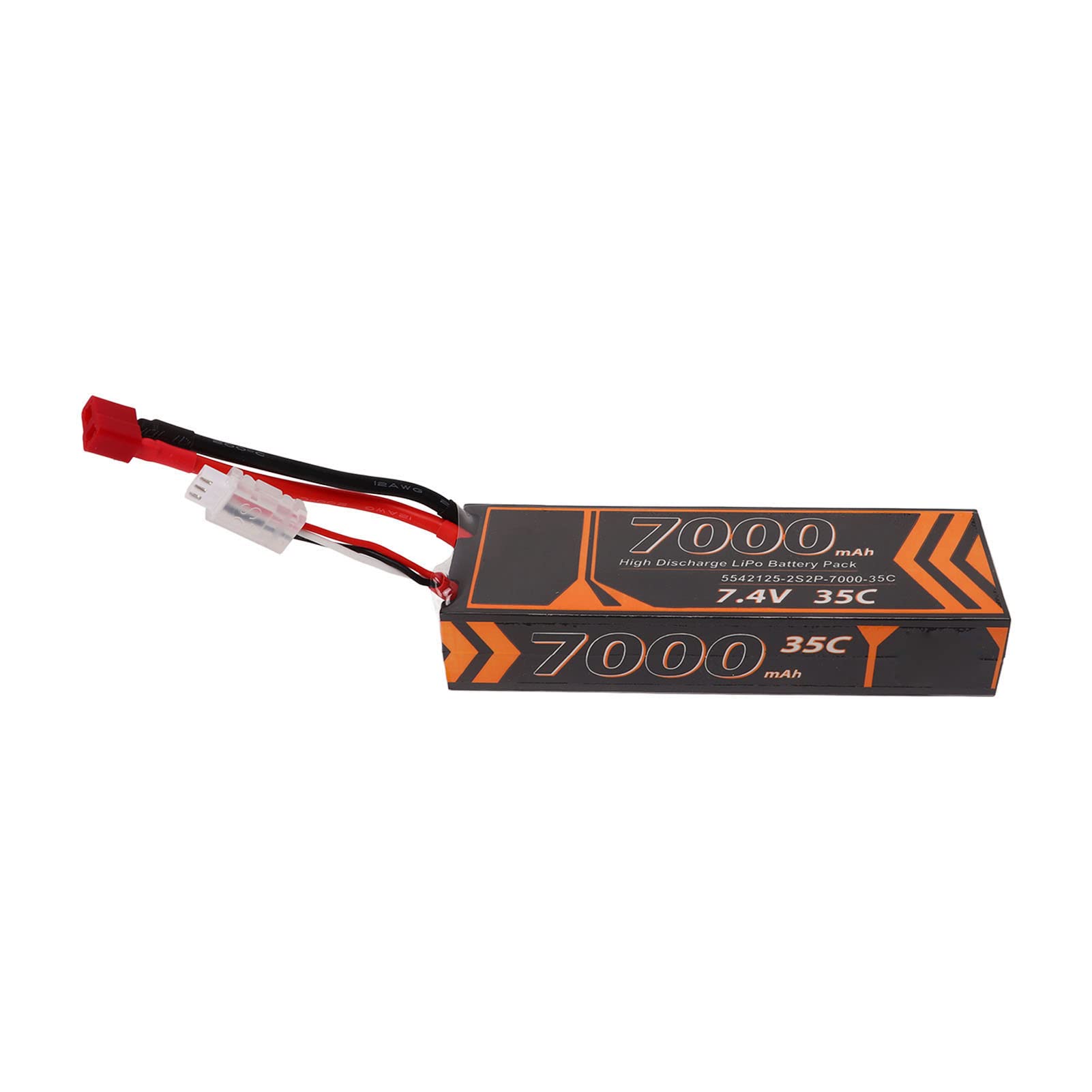 Batería Lipo 7000mAh 7,4V 2S2P 35C para RC Coche Helicóptero Drone Alta Tasa de Descarga Forma T Enchufe Rojo Potencia de Tiempo de Ejecución
