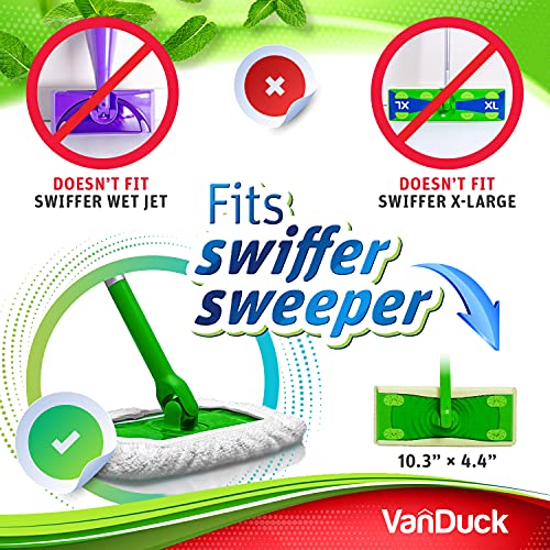 Image of VanDuck Reusable 100% Cotton Mop Pads for Swiffer Sweeper (8-Pack) | Mop not included, reusable terry cloth mop covers, cotton replacement refills, machine washable wet mopping pads