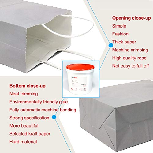 AZOWA Gray Gift Bags Small Kraft Paper Bags with Handles (21 x 13 x 8 CM, Grey, 25 Pcs), S (Pack of 25) - Image 4