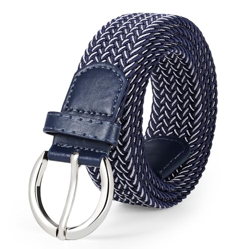 Image of JASGOOD Women Men Braided Woven Elastic Stretch Waist Belt Golf Canvas Fabric Casual Belt for Jeans Pants