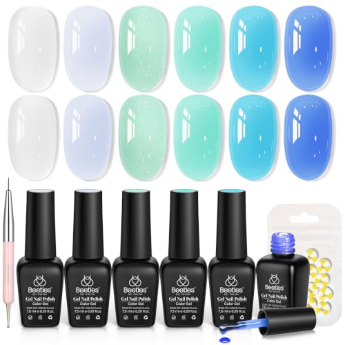 Image of Beetles Blue Gel Nail Polish Set, 6 Colors Jelly Gel Polish Kit