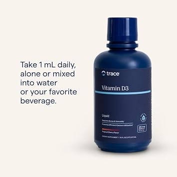 Trace Minerals | Liquid Vitamin D3 | 126mcg (5000 IU) D3 with 72+ Concentrace Ionic Trace Minerals | Fast Absorbing, High Potency | Natural Tropical Cherry Flavor | 32 Servings, 16 fl oz