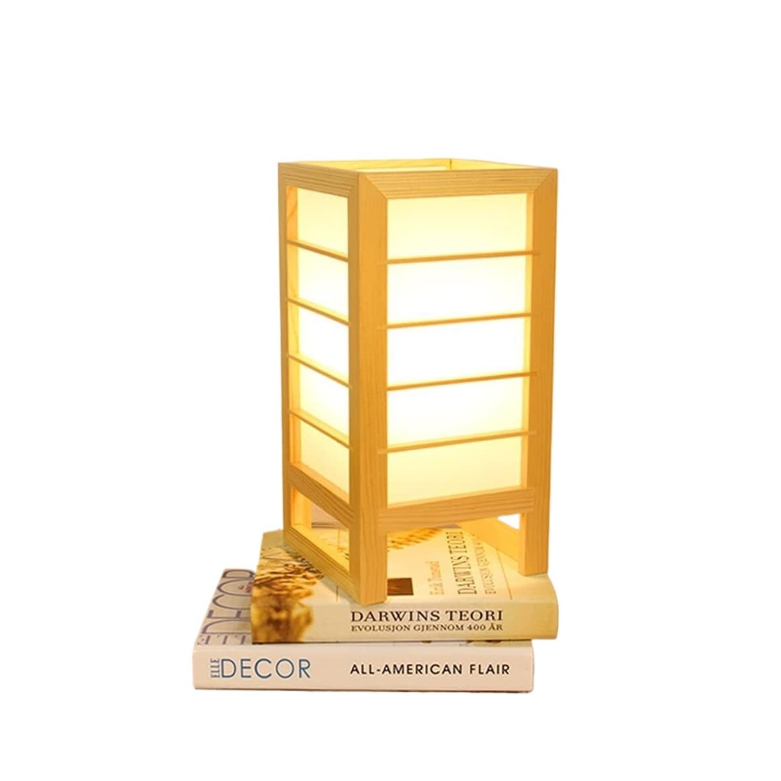 LYVQZPWLR LED Touch Bedside Table Lamp, Japanese Style Minimalist Wooden Table Lamp with Paper Shade, Warm and White Light, 30cm(White Light)