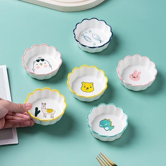 Netram Store Ceramic Sauce Dish Dipping Bowls Mini Seasoning Side Pot Set for Snack Sushi Dip Serving Style Accessories (Size : 8.8cm_ Bear Pack of 4) 2