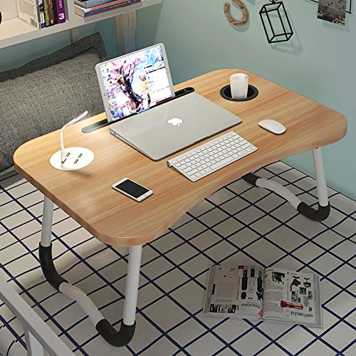 Faltbarer Laptop-Schreibtisch,Bett Tablett Tisch für Frühstück Sofa,Computertisch Notebook Stund Lesehalter mit Schubladen Getränkehalter
