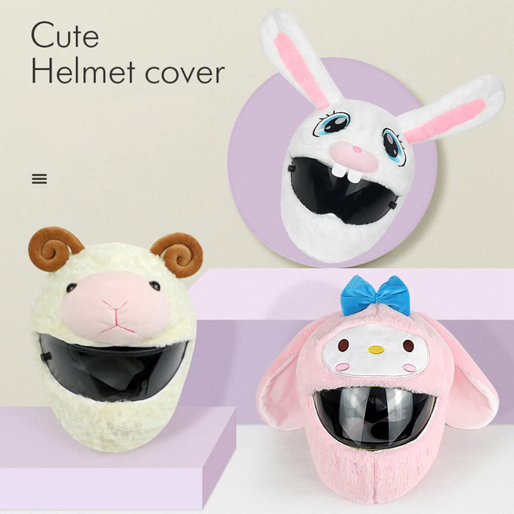 Housse Casque Moto Lapin Noir – Peluche Douce, Anti-rayures, Full Cover – Accessoire Fun Pour Casque Intégral