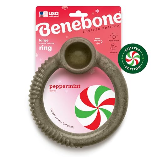 Image of Benebone Peppermint Ring - Limited Edition Holiday Flavor, Durable Chew Toy for Aggressive Chewers, Made in USA, Large