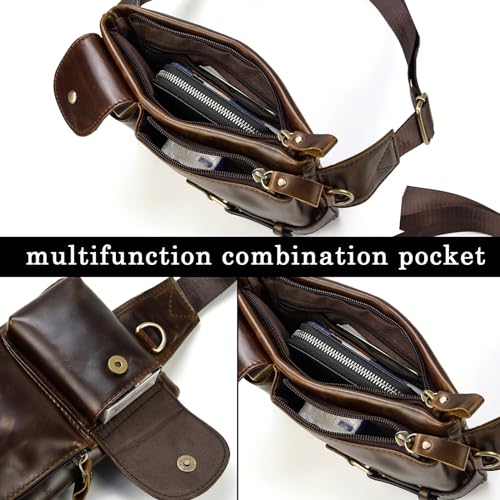 Leather Fanny Pack for Men Women-Genuine Waist Bag for Daily Hiking Travel Running Hip Bum Belt Pack Purse Wallet Cell Phone Pouch - Image 4