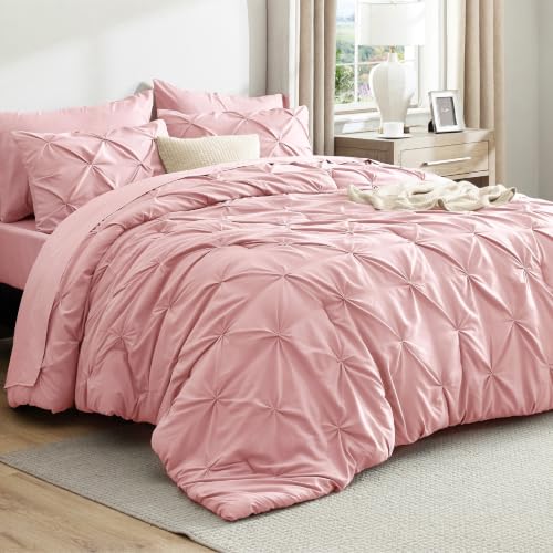 Bedsure Twin Comforter Set Pink for Girls - 5 Pieces Bed...