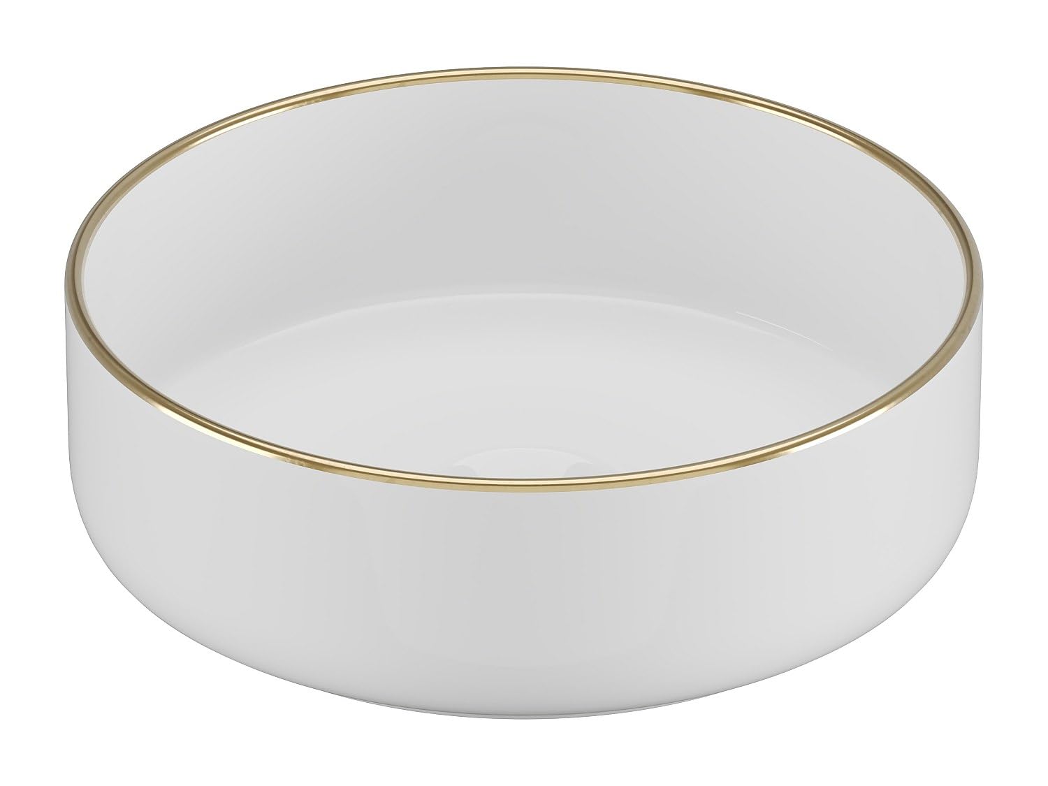 Vente-unique - Lavabo sobre encimera Leniso - L 36cm x A 36cm x H 12cm - cerámica - blanco, dorado