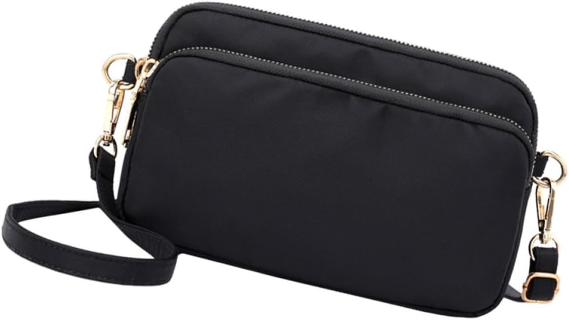 Waterproof Nylon Crossbody Bag for Women, Lightweight Black Satchel
