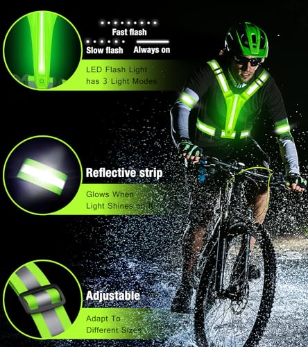 Led Light Up Running Vest Reflective Vest for runners night walking Rechargeable LED Reflective Running Vest High Visibility with Adjustable Waist/Shoulde - Image 4