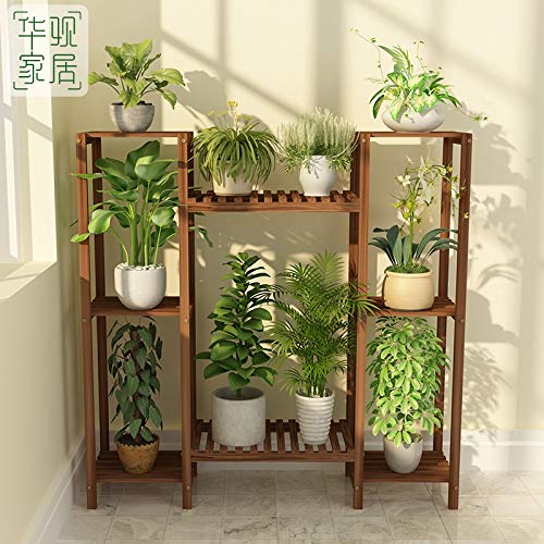 Lyx Solid Wood Flower Stand Flooring Multi-Layer Shelf Green Luo Hang Lan Living Room Balcony Indoor Flower Pot Holder Household Living Room Study Room Balcony Flower Shop Moisture-Proof And Moisture #TOP7