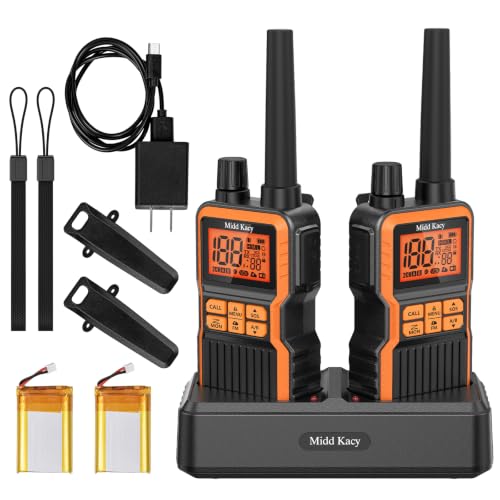 Midd Kacy MK108 Walkie Talkies Long Range, GMRS 2 Way Radio (2 Pack)