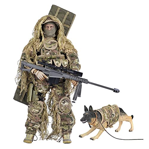 YEIBOBO ! Highly Detail Special Forces 12inch Action Figure SWAT Team - All Terrain Sniper and Police Dog