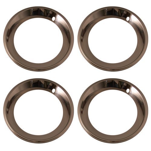 Set of 4 Stainless Steel 15 Inch Beauty Trim Rings with Metal Clip Retention System - Part Number: IWC1515D25