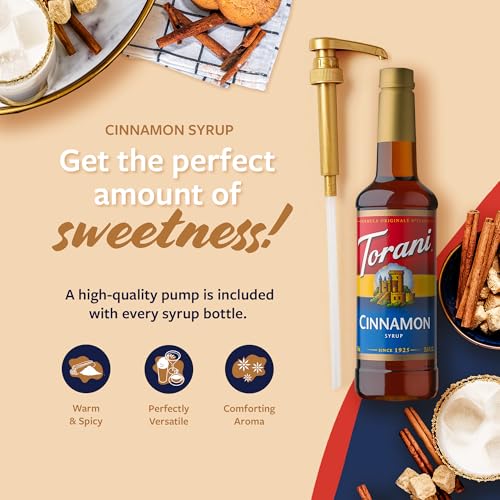 Image of Torani Coffee Syrup, Cinnamon Flavored Syrup for Drinks, Pump Included, 25.4 Fl Oz