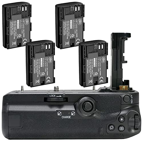 BM Premium Battery Grip Kit for Canon EOS R5 EOS R5C EOS R6 EOS R6 II Digital Camera - Includes Qty 4 LP-E6NH Batteries + BG-R10 Battery Grip Replacement