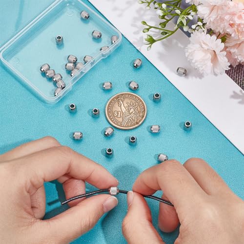 UNICRAFTALE About 30 Pcs Barrel Beads Stainless Steel Beads 6x5mm Spacer Beads Textured Beads Loose Beads Column Beads Metal Beads Smooth Beads Finding for DIY Jewelry Making - Image 4