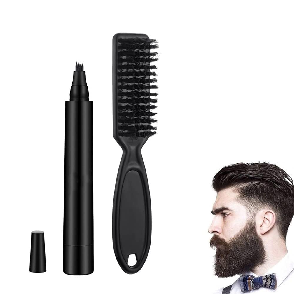Beard Filling Pen Kit, Barber Styling Beard Colour Filler Pencil with Brush, Waterproof, Sweat Proof, Sharp Beard Lines Long-Lasting Durable Pencil for Men Beard,-image-47