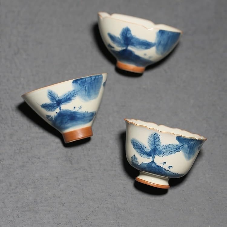 Infusor de Té Taza de té de viaje, taza de café de oficina, taza de té con paisaje pintado a mano, taza de té de cerámica china con color bajo esmaltado for maestros de Kung Fu en casa Tazas de Té(A)