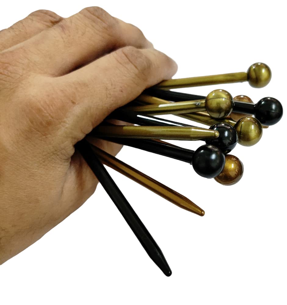 ayushicreationa 3 PCS Plastic Hair Bun Stick Combo for Women and Girls Juda Hair Pins Styling Sticks Handcrafted Multicolor 2