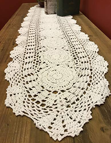 Janef White Handmade Crochet Cotton Table Runner Lace Doilies Doily Oval Dresser Scarves,11.8 By 35 Inches. #TOP5