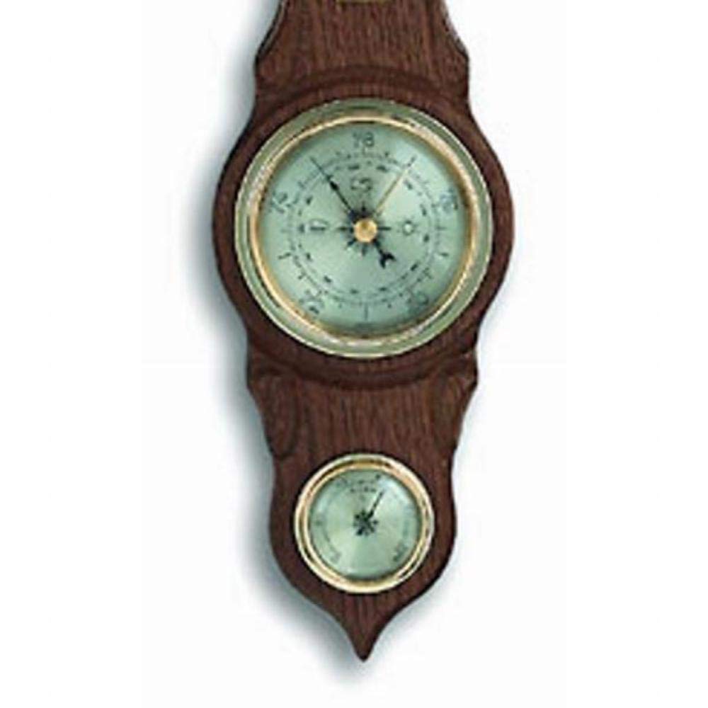 Wetterstation Eiche massiv, rustikal/gold, 43 cm