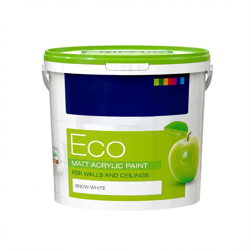 Trans - Pal Snow White Eco White Interior Paint 5L – Matt Finish, High Coverage, Breathable Paint For Walls & Ceilings