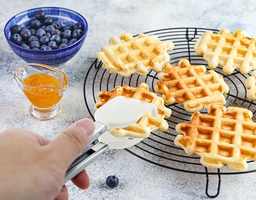 image for Mini Waffle Tongs by StarBlue White – 8 Inches Silicone and Nylon Se