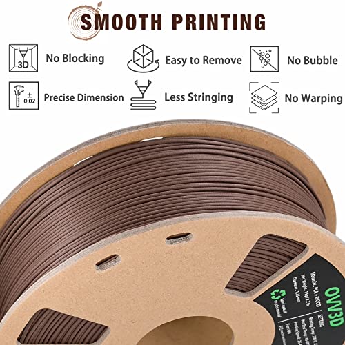 Image of OVV3D Wood PLA Filament 1.75mm, Black Walnut Wood 3D Printer Filament, Add More Than 30% Real WoodFiber, Matte and Frosted 1.75 WoodPrinting 1kg