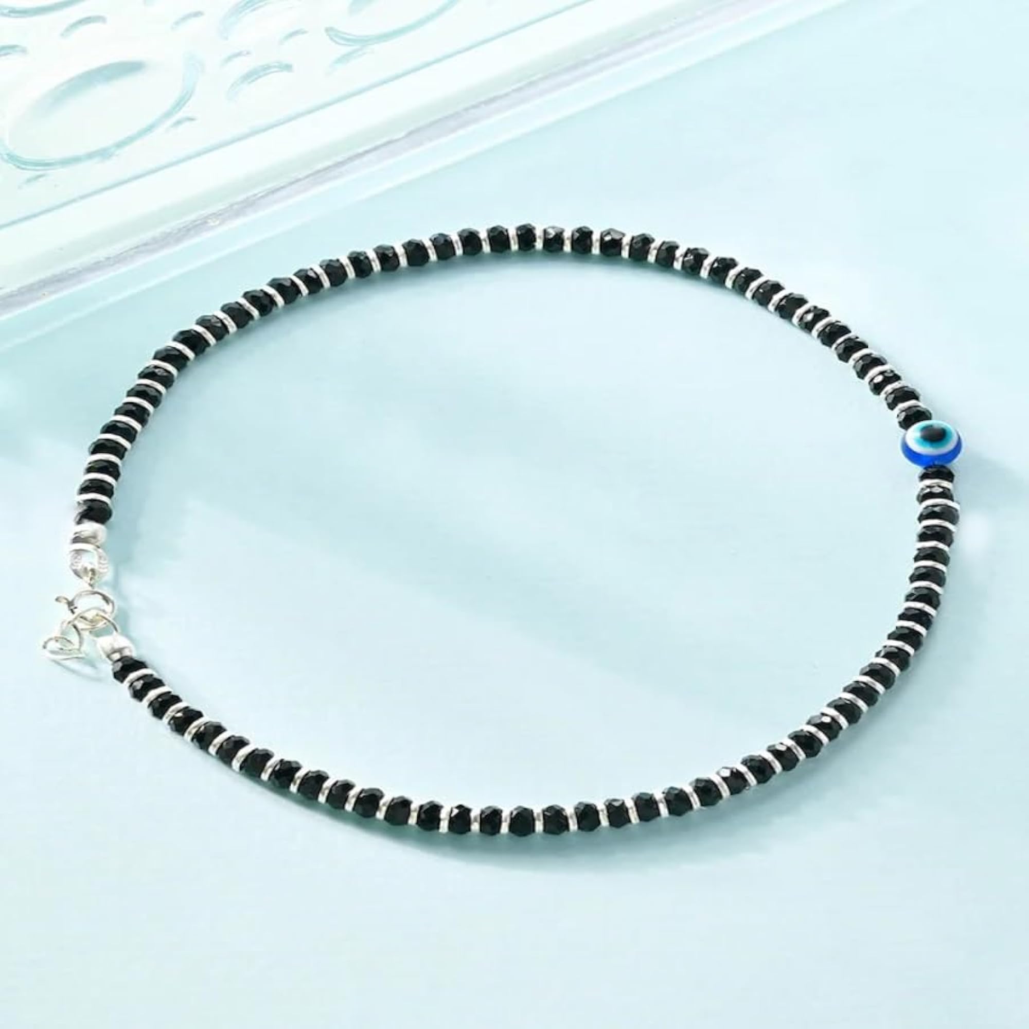 Evil Eye Black Crystal Beads Anklet for Women