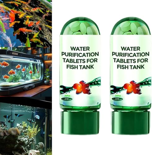 Powerful Aquarium Water Purification Tablet for Fish Tank,Water Purification Tablets for Fish Tank,Remove All Kinds of Turbidity from Fish TankWater (2PC)