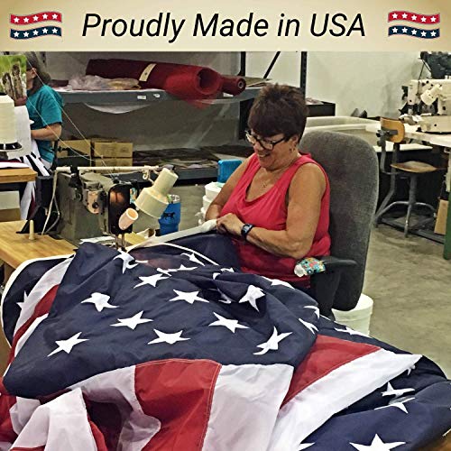 American Flag 3X5 Outdoor By Grace Alley, Embroidered Stars, Sewn Stripes, Heavy Duty, Hand Made And Fade Resistant - Long Lasting Nylon & Brass Grommets For Commercial Grade Durability, 100% Made In Usa #TOP2