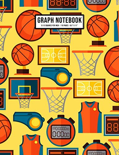 Basketball Graph Notebook: Basketball Large Graph Paper Notebook | 5x5 Grid | 110 Pages | 8.5 x 11