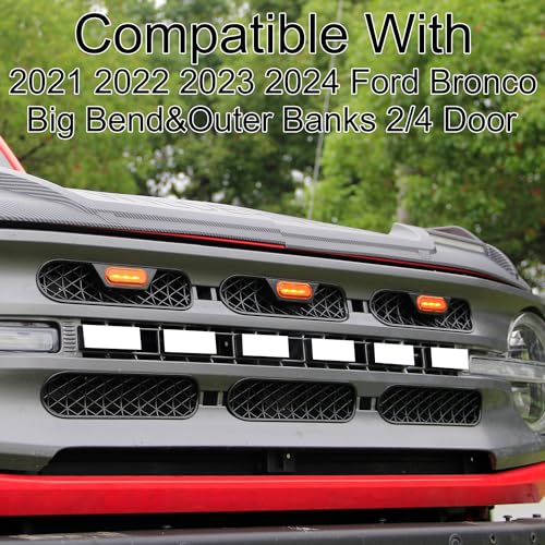 Image of Grill Inserts with Amber Light for 2021-2026 Bronco Big Bend Outer Banks | Waterproof, Easy Installation