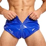 HULIJA Herren Erwachsene Windelüberzüge Wasserdicht Überwindeln PVC Wetlook Höschen Erwachsenen Windeln Reißverschluss An Der Seite Clubwear Blau XXL