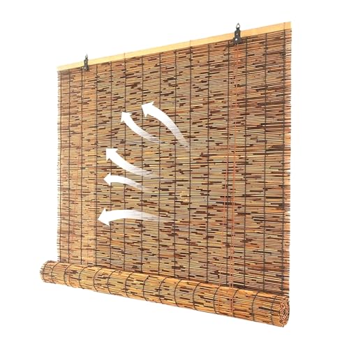 Cortina De Bambú Transpirables, Cortina De Caña para Exteriores, Protector Solar Persiana, Protección De La Privacidad, Persianas Enrollables para Patio, Fácil Instalación(75 * 160cm)